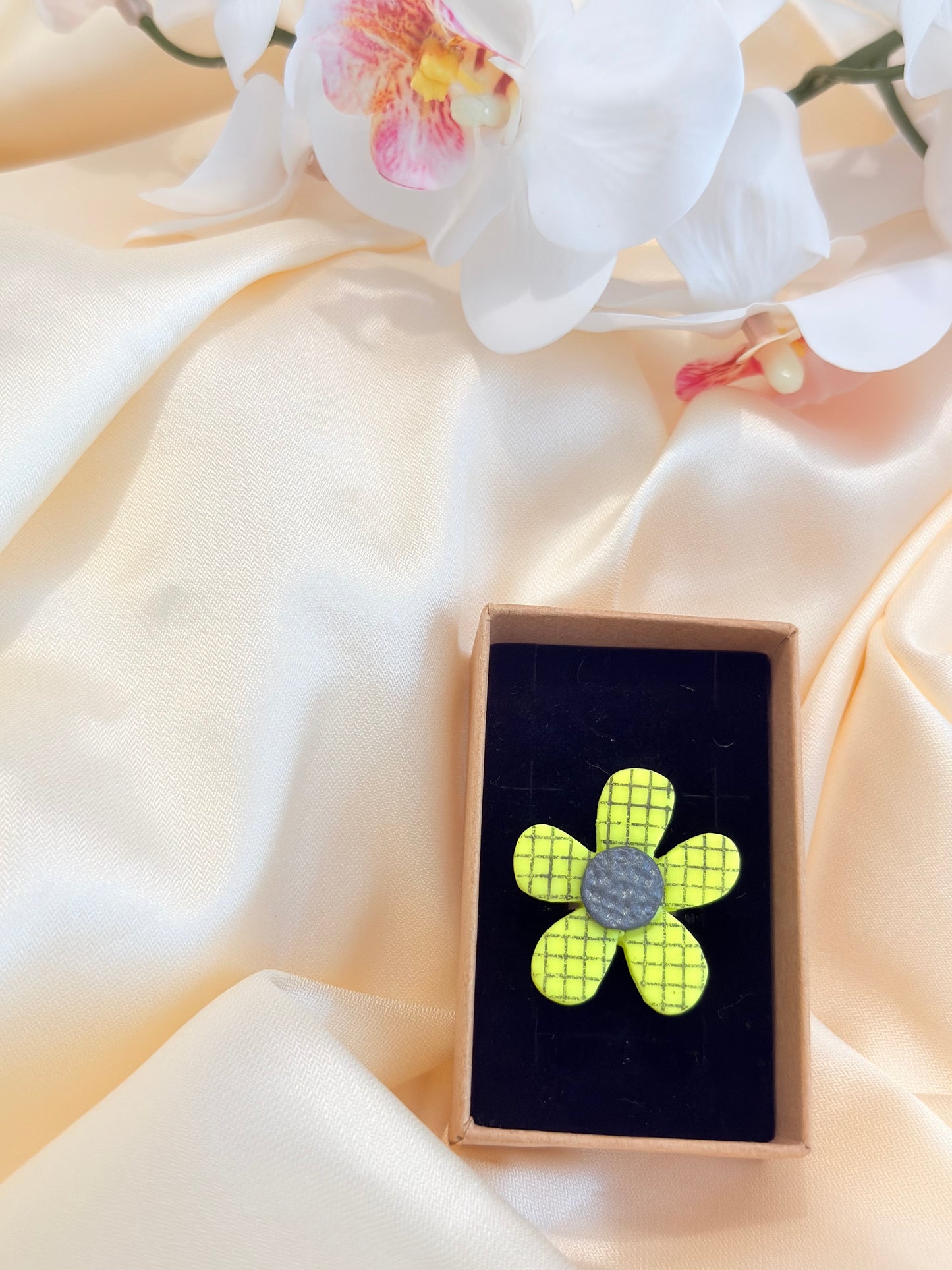Bague Léonie Jaune Quadrilée