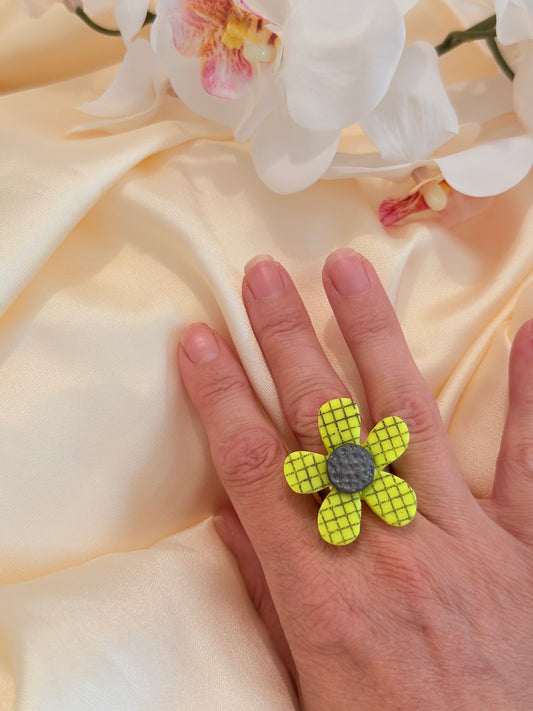 Bague Léonie Jaune Quadrilée